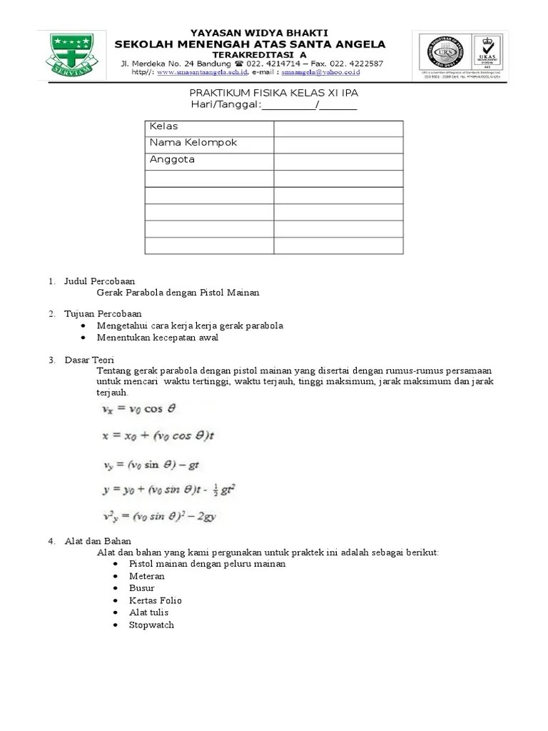Percobaan Gerak Parabola | PDF