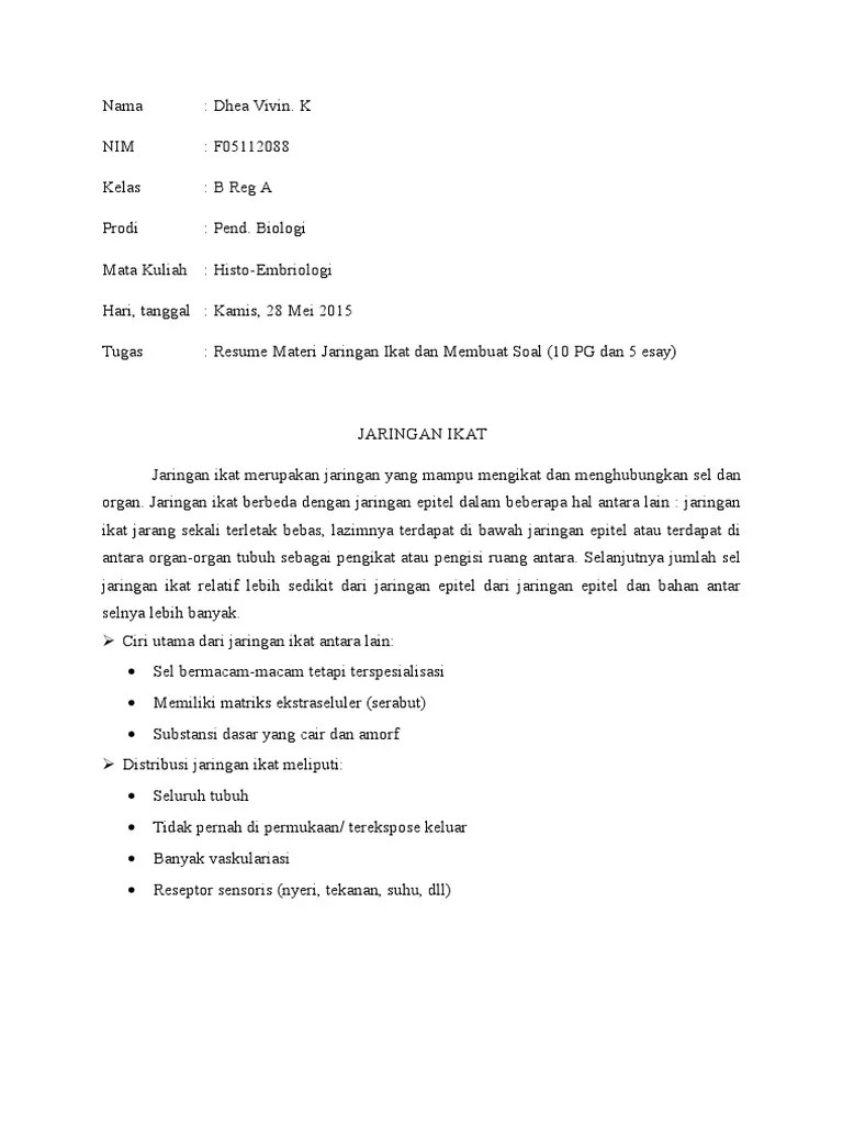 Resume Dan Soal Jaringan Ikat | PDF