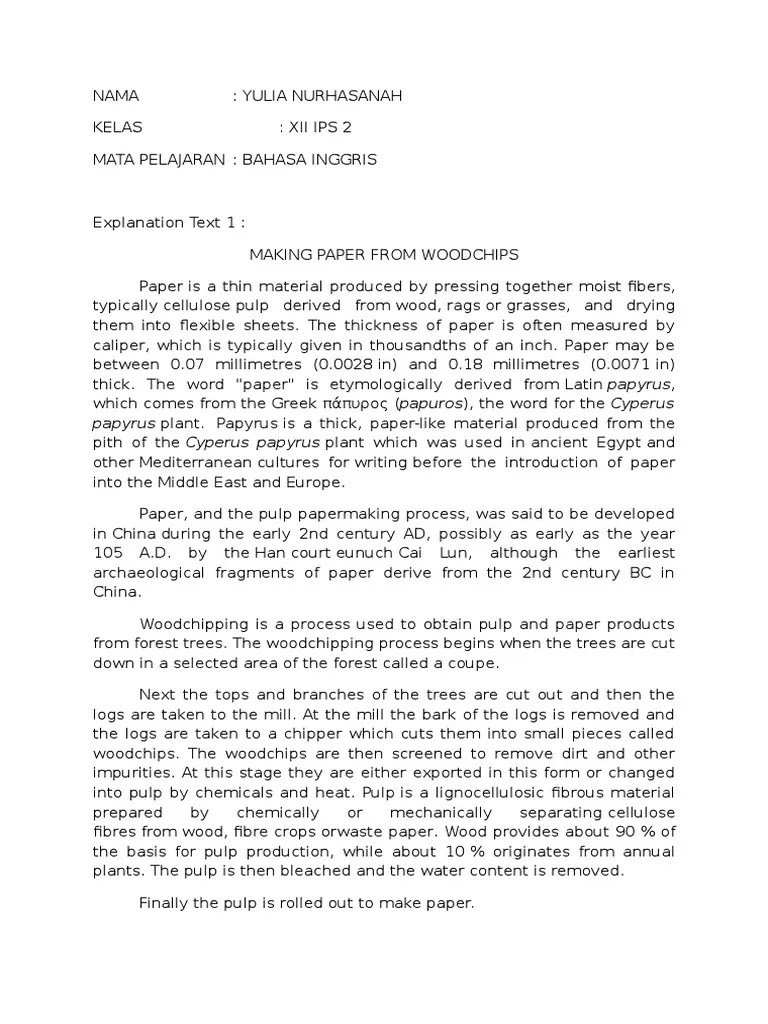 Contoh Soal Dan Pembahasan Explanation Text | PDF | Pulp (Paper) | Paper