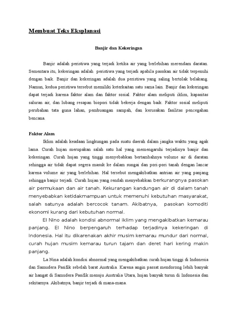 Contoh Struktur Teks Eksplanasi Tentang Banjir