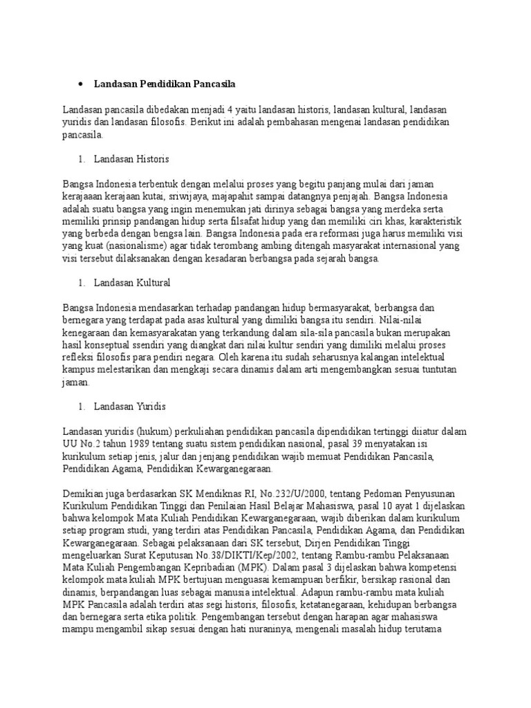 Tercepat Landasan Yuridis Pancasila Adalah