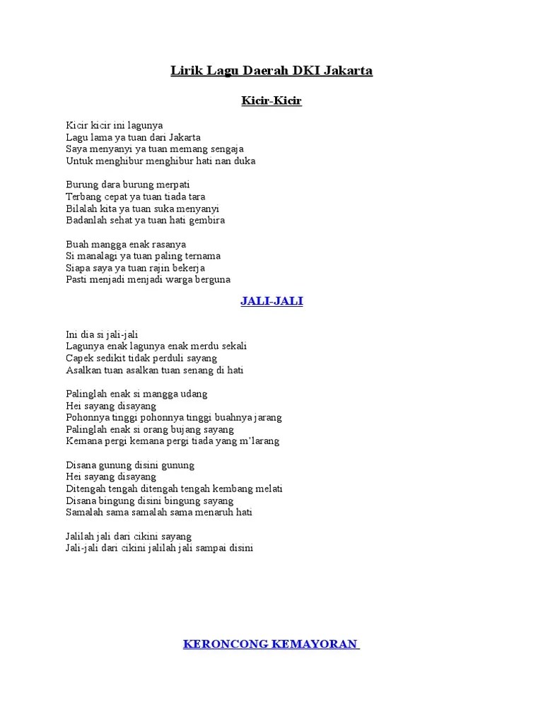 Lirik Lagu Daerah DKI Jakarta | PDF