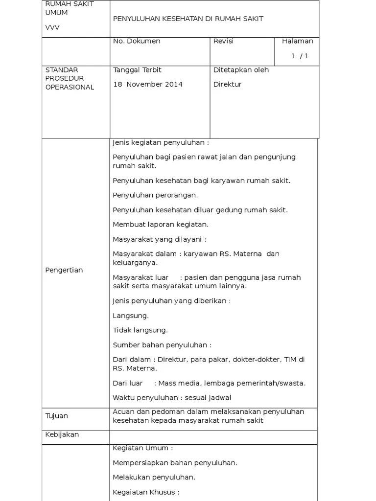 Penyuluhan Di Rs | PDF