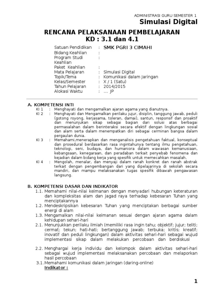 RPP Simulasi Digital SMT 1 | PDF