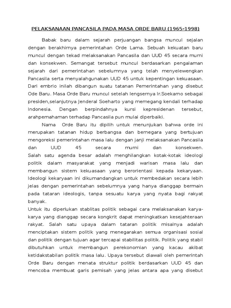 Pelaksanaan Pancasila Pada Masa Orde Baru | PDF