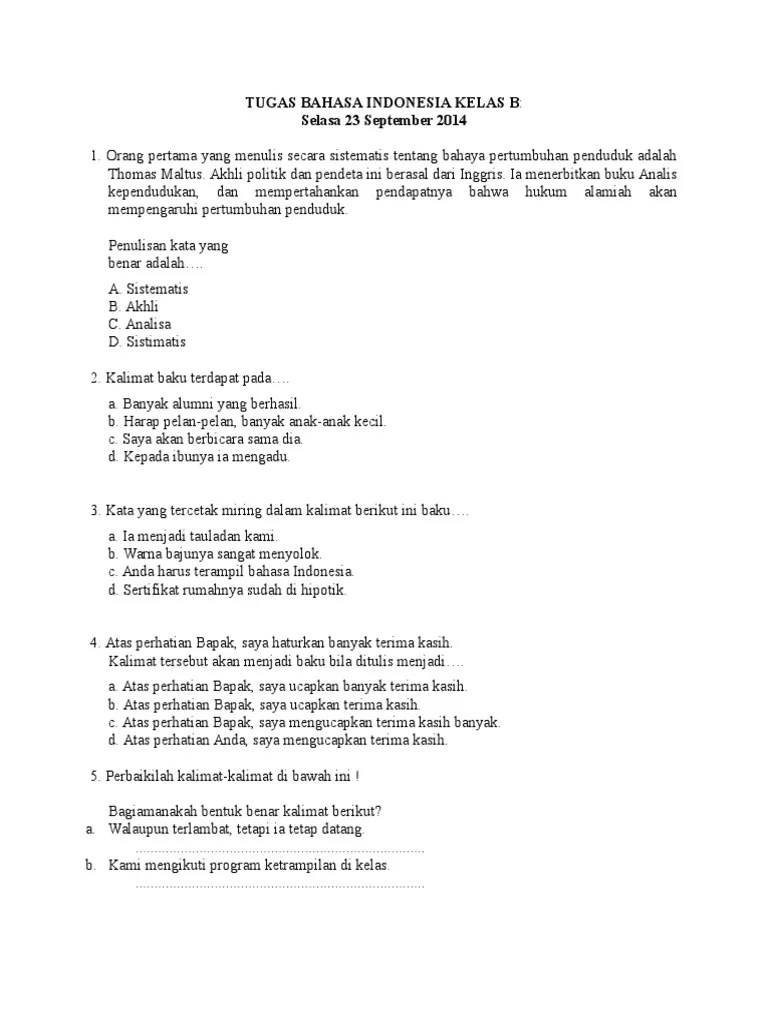 2014 - Soal Kata Baku | PDF