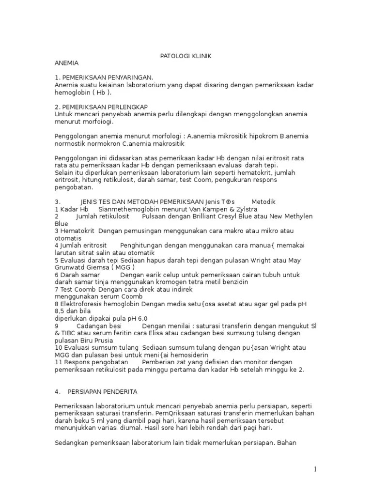 SPM Patologi Klinik | PDF