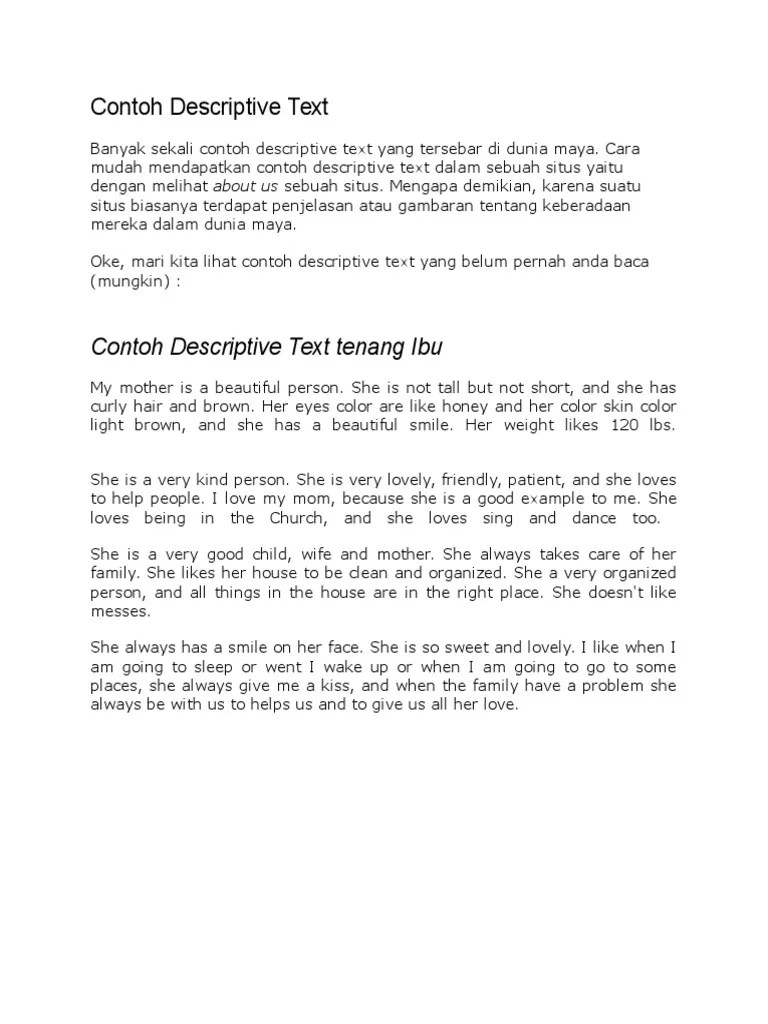 Contoh Descriptive Text Tentang Keluarga – Kami