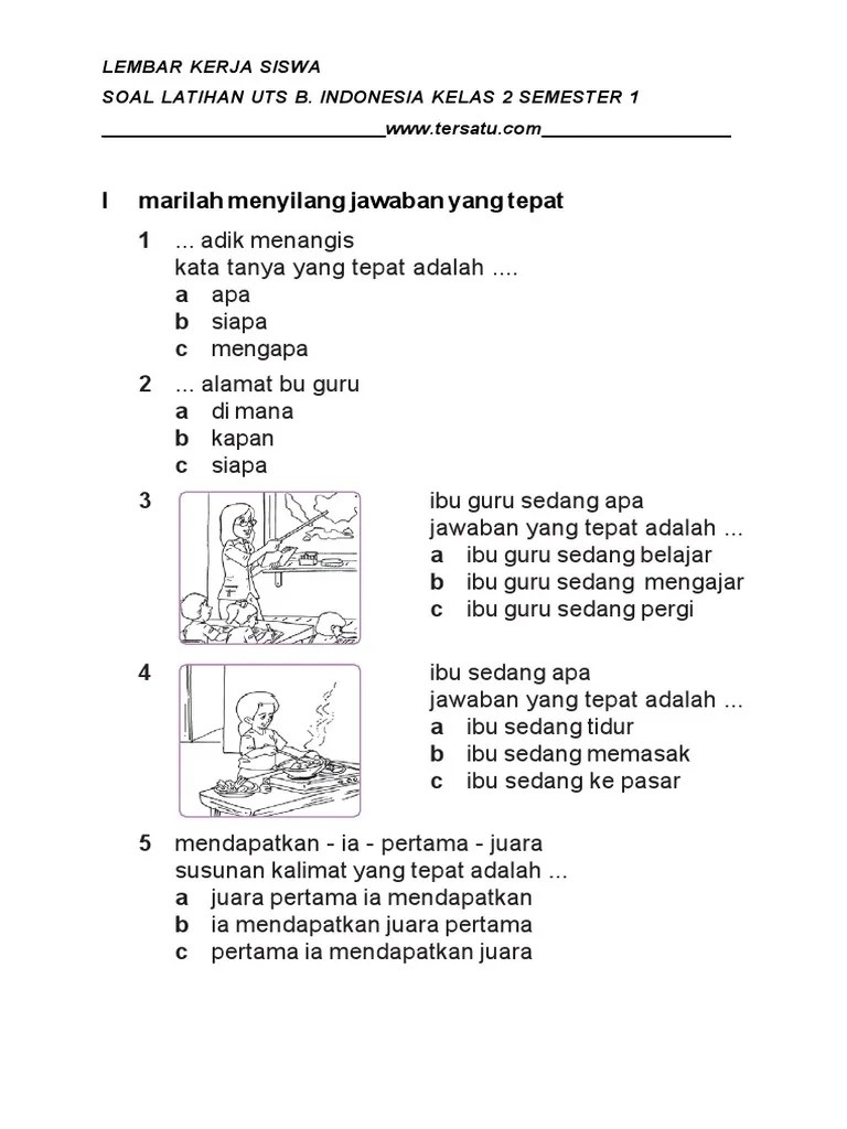 Soal Uts Bahasa Indonesia Kelas 2 Semester 1 PDF | PDF