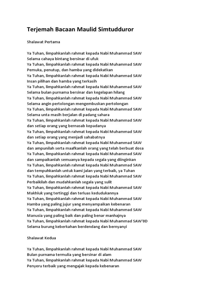 Terjemahan Maulid Simtudduror | PDF