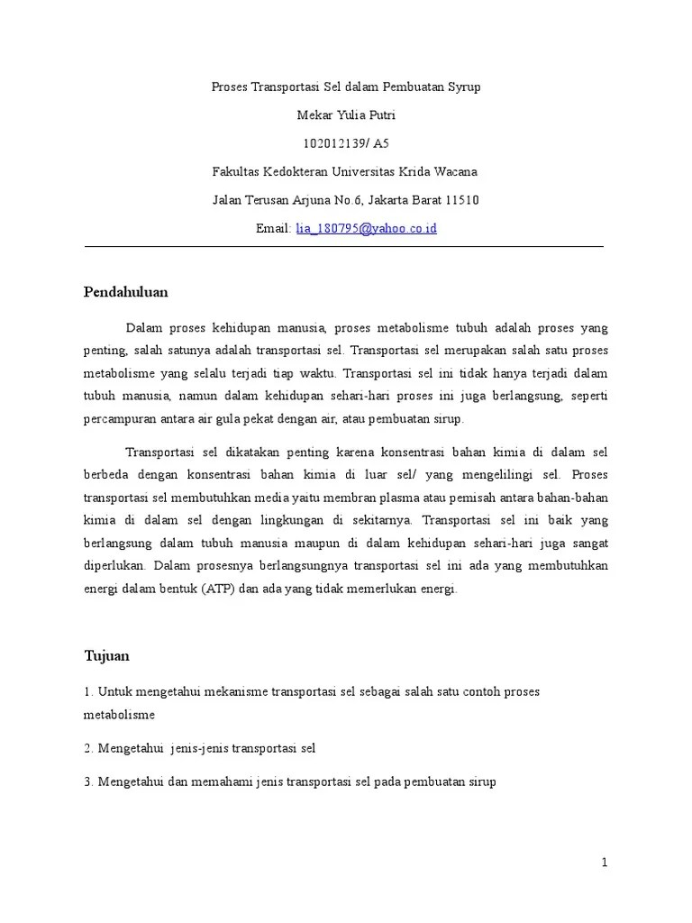 Makalah Transportasi Sel | PDF