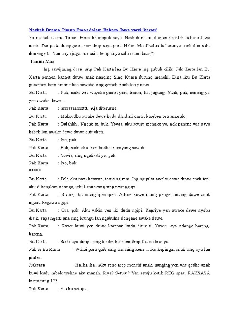22 Contoh Naskah Drama Bahasa Jawa