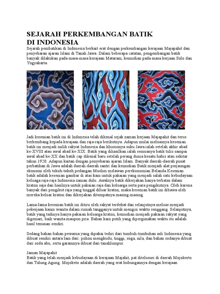 Sejarah Perkembangan Batik Di | PDF