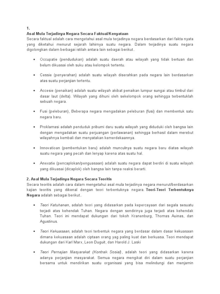 Asal Mula Terjadinya Negara Secara Faktual | PDF