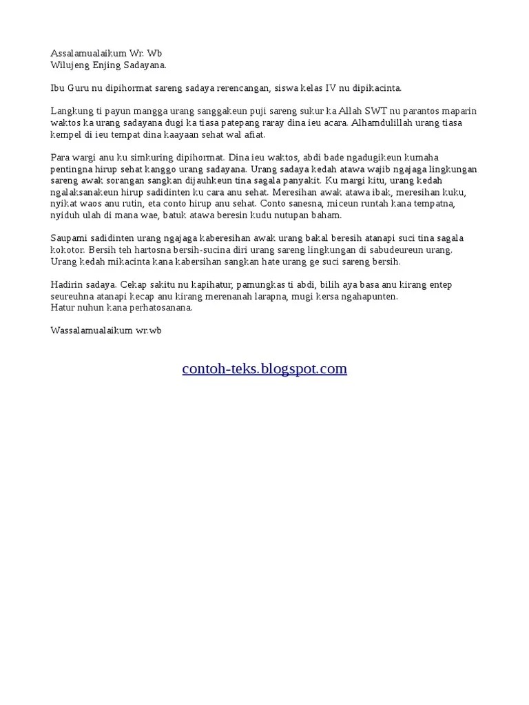 Pidato Bahasa Sunda Tentang Ngajaga Kabersihan Lingkungan