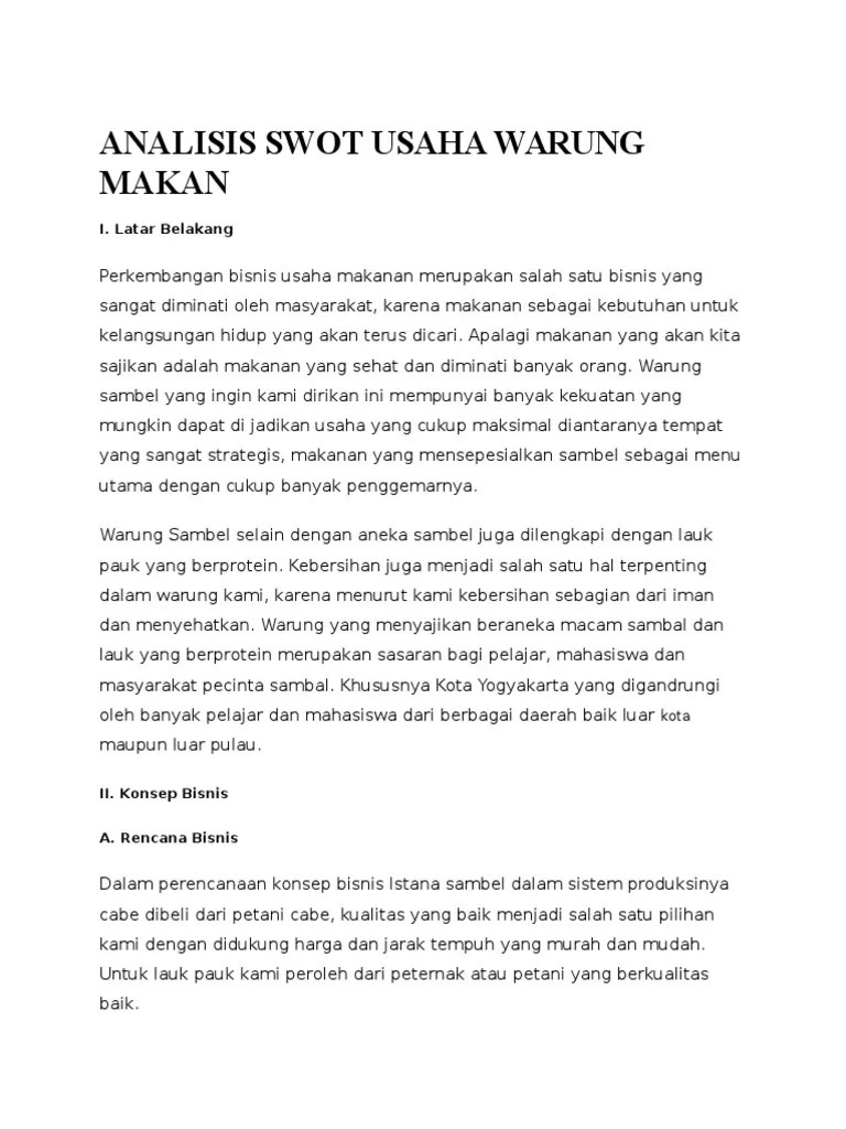 Analisis Swot Usaha Warung Makan | PDF