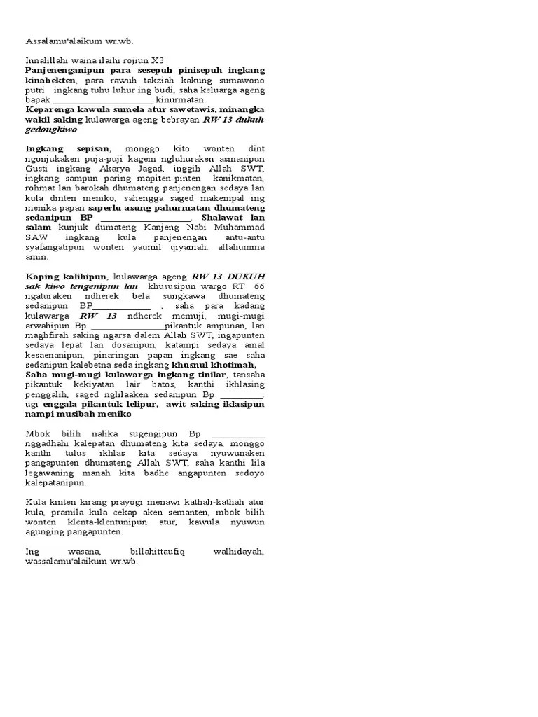 Pidato Pelepasan Jenazah Basa Jawa | PDF