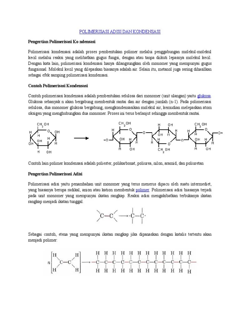 Polimerisasi Adisi Dan Kondensasi | PDF