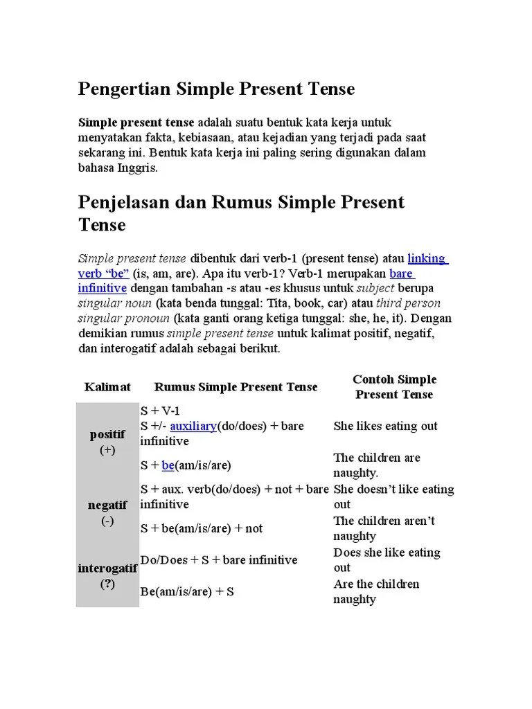 Maksud Simple Present Tense Dalam Bahasa Melayu
