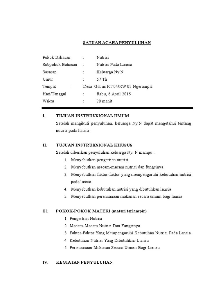 SAP Nutrisi Lansia | PDF