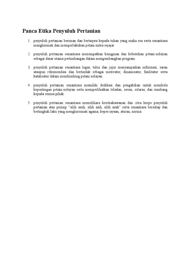 ETIKA PROFESI Panca Etika Penyuluh Pertanian | PDF