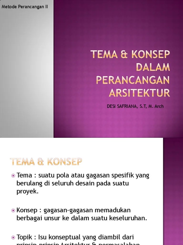 TEMA &amp; Konsep Dalam Perancangan Arsitektur PDF | PDF