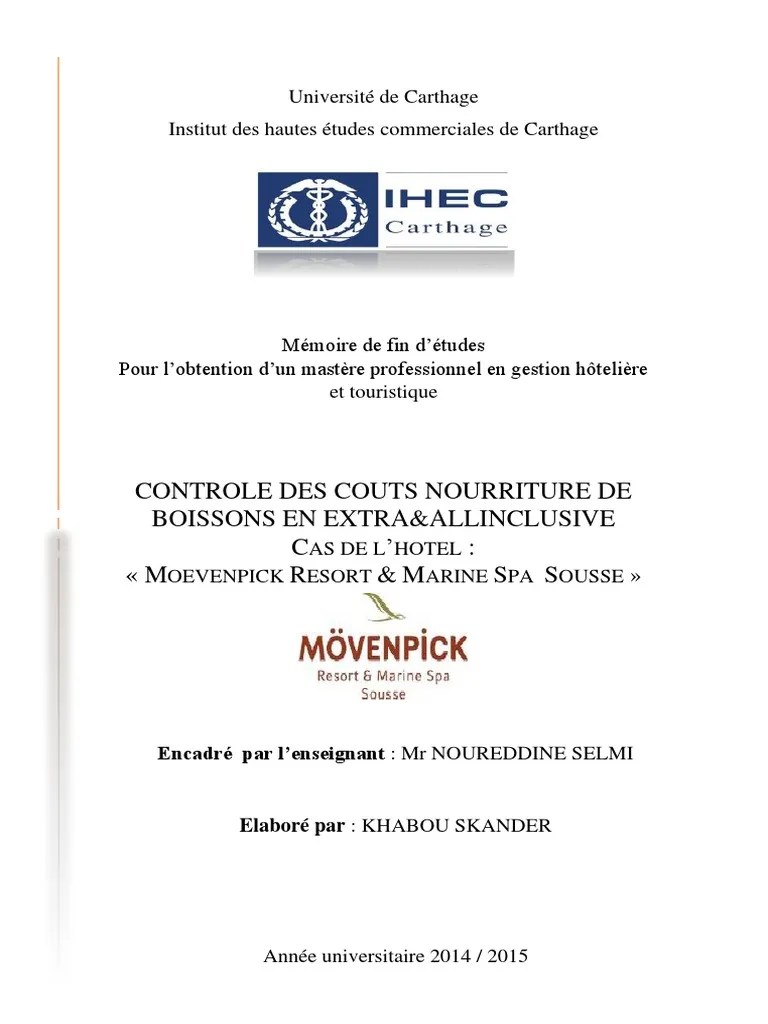 Contrôle Des Boissons Memoire | PDF | Hôtellerie | Inventaire