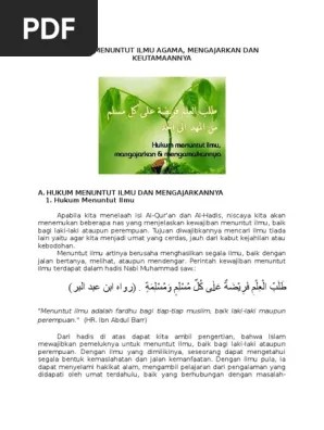 Hukum Menuntut Ilmu Agama