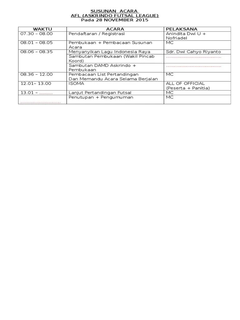 Susunan Acara Futsal | PDF