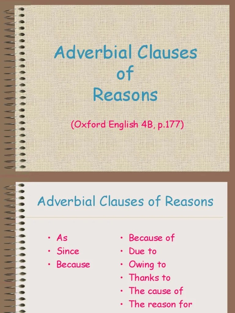 Adverbial Clauses of Reason | PDF | Clause | Phrase
