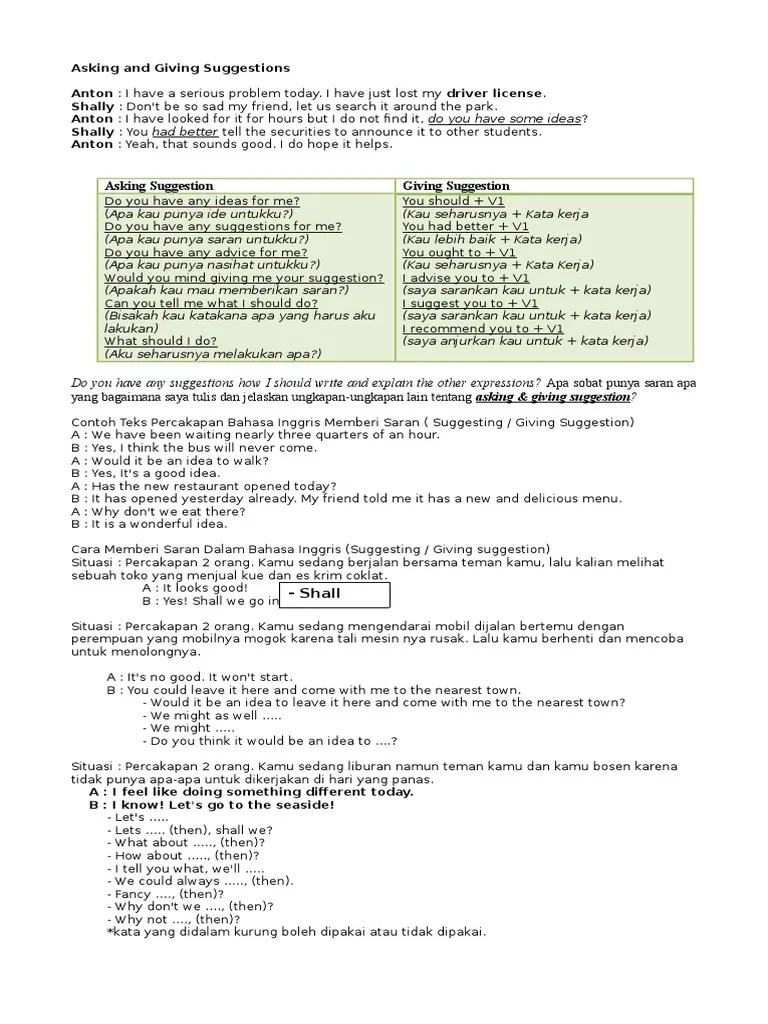 ENG-XI SMT I - Asking and Giving Suggestions | PDF | Linguistic Typology |  Linguistics