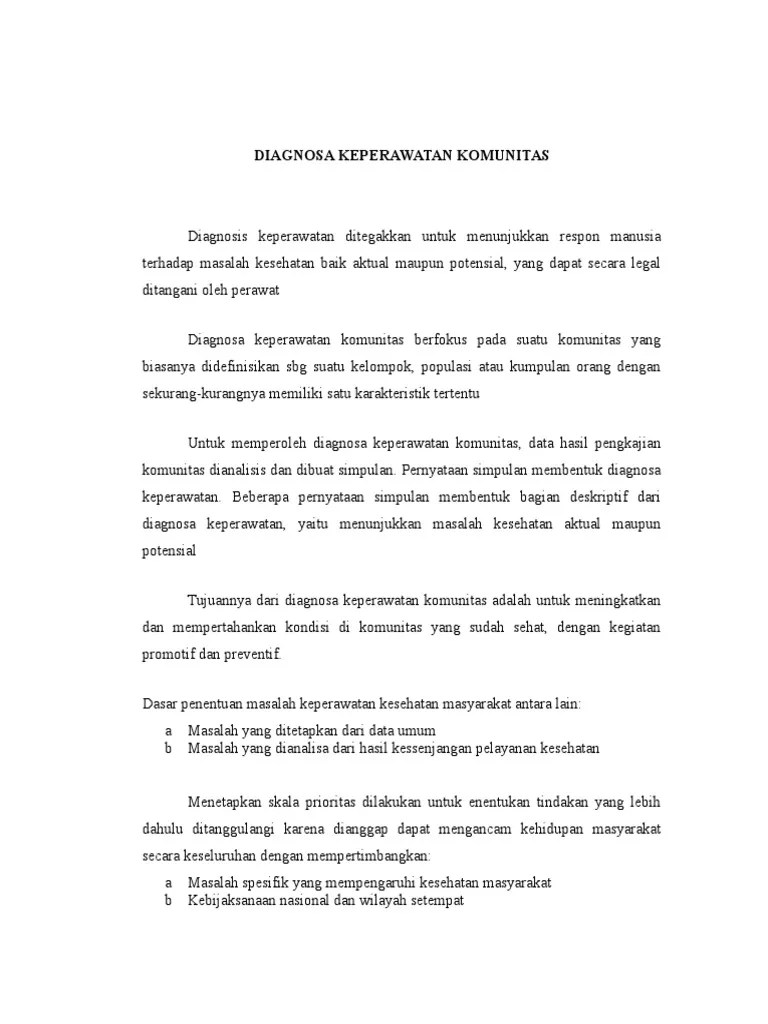 Diagnosa Keperawatan Komunita1 | PDF