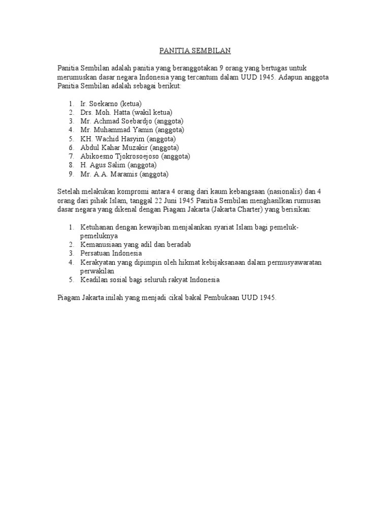 PANITIA SEMBILAN (Erry) | PDF