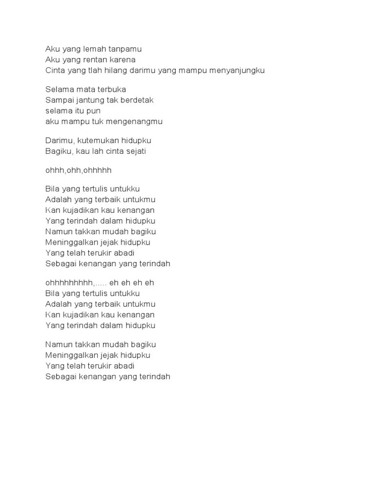 Lirik Lagu Samsons-Kenangan Terindah | PDF