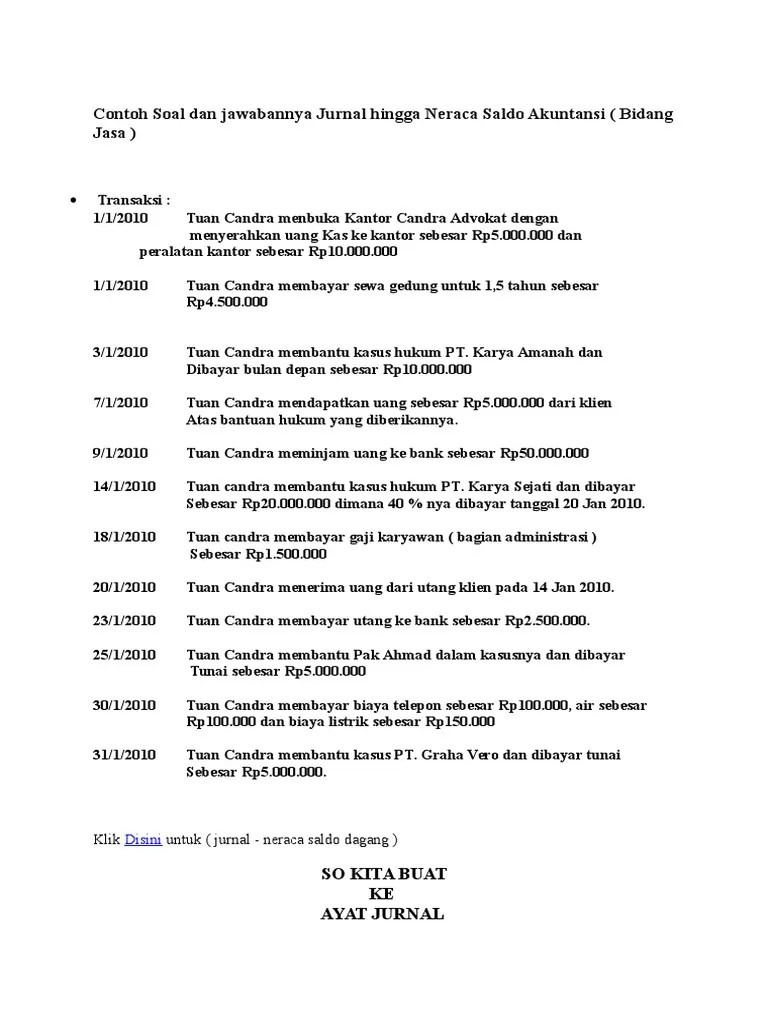 Contoh Soal Dan Jawabannya Jurnal Hingga Neraca Saldo Akuntansi | PDF