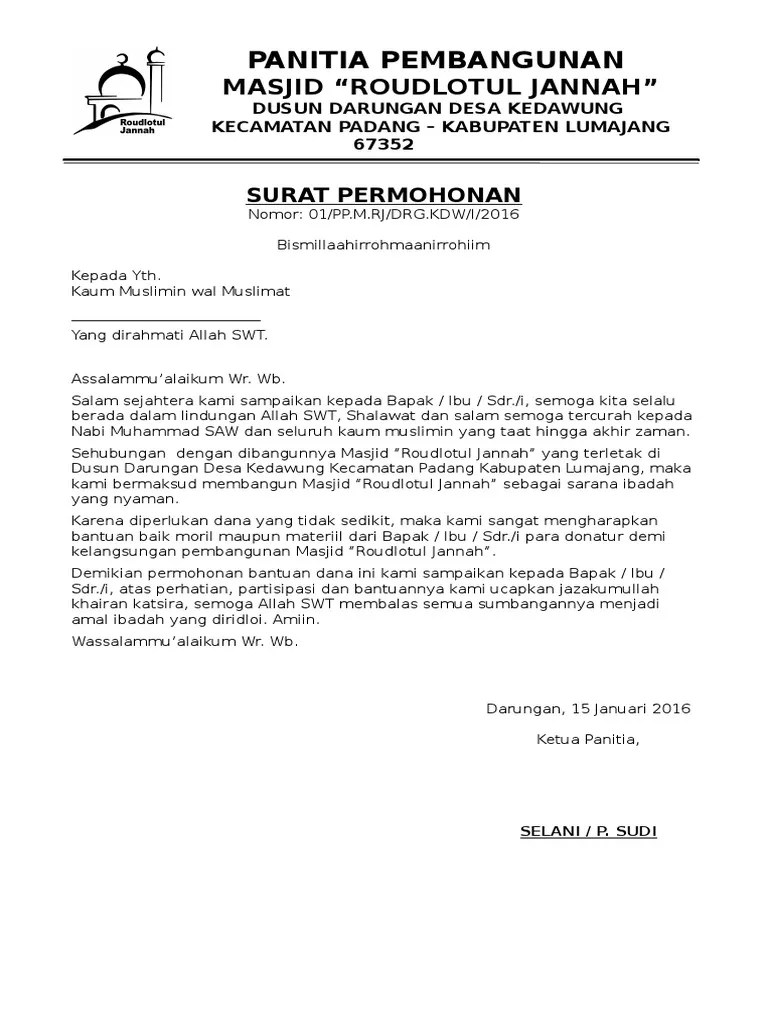 Surat Tugas Pengumpulan Dana Masjid | PDF