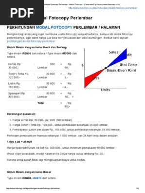 Perhitungan Modal Fotocopy Perlembar - Mesin Foto | PDF
