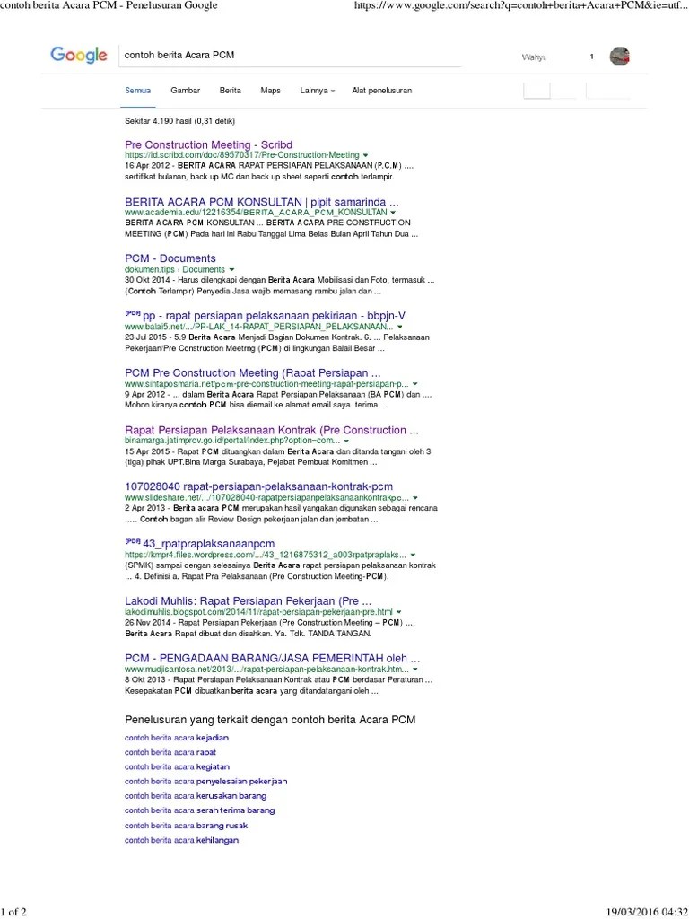 Contoh Berita Acara PCM | PDF