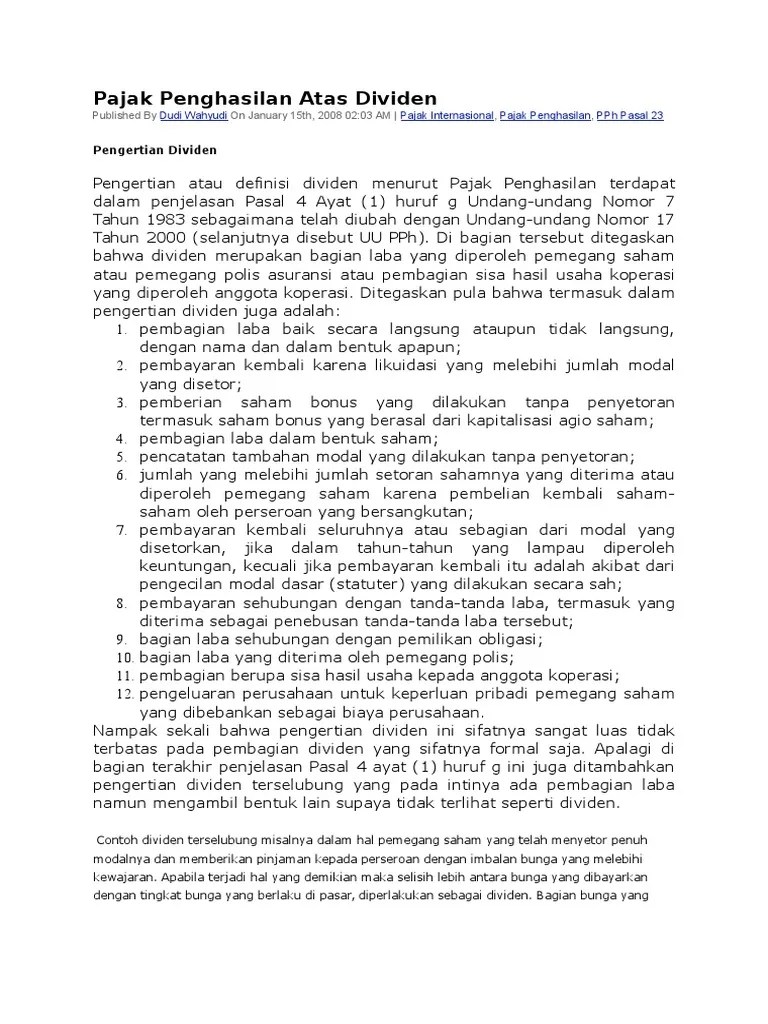 Pajak Penghasilan Atas Dividen | PDF