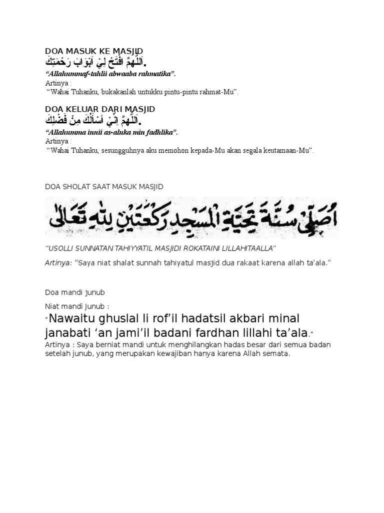 Doa Niat Sholat Sunnah Masuk Masjid