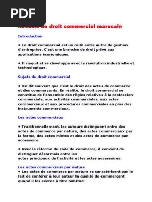 Resume de Droit Commercial Marocain | PDF | Effet de commerce | Lettre de  change