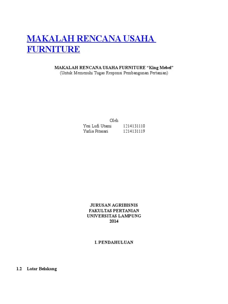 Makalah Rencana Usaha Furniture | PDF