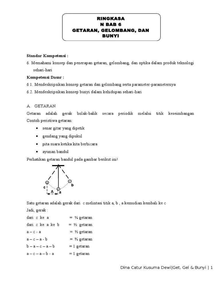 Ringkasan Getaran, Gelombang, Dan Bunyi | PDF
