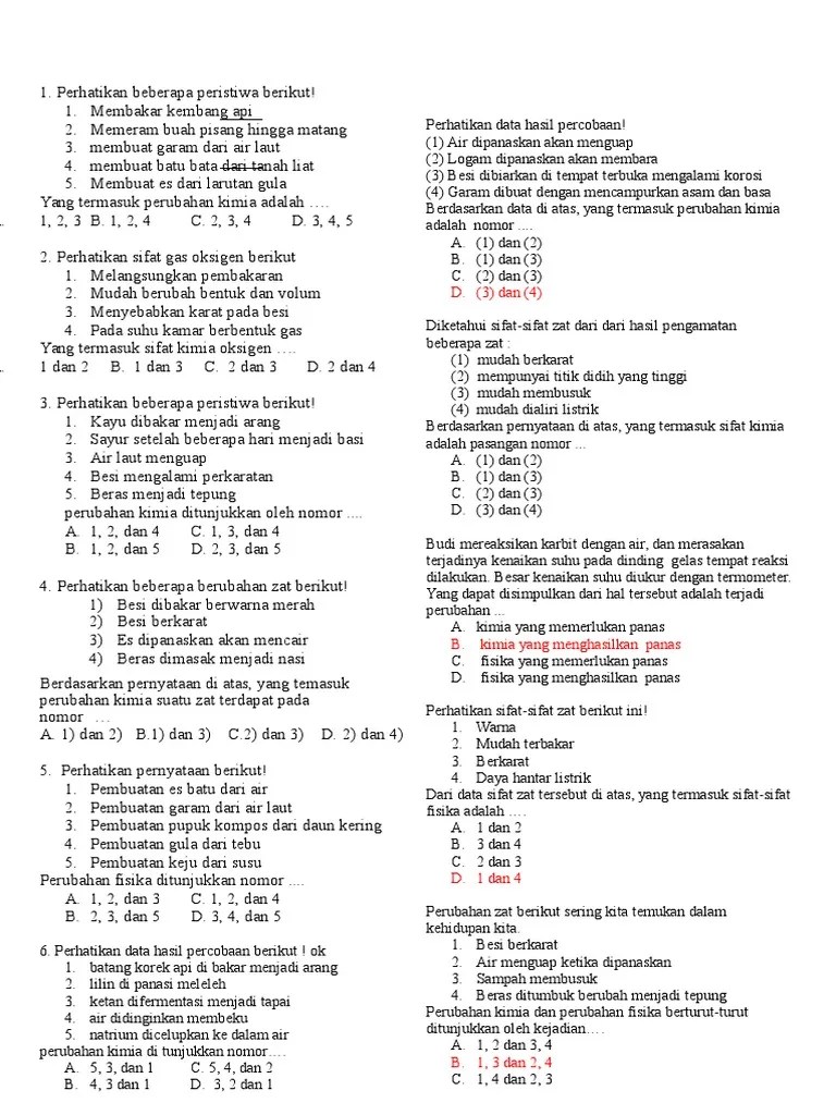 Peristiwa Perubahan Fisika Ditunjukkan Oleh Nomor - Seputar Nomor