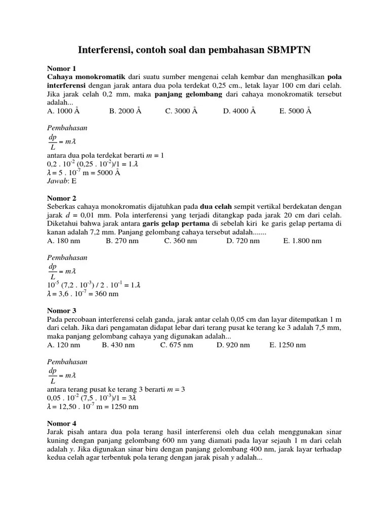 Interferensi, Soal SBMPTN | PDF