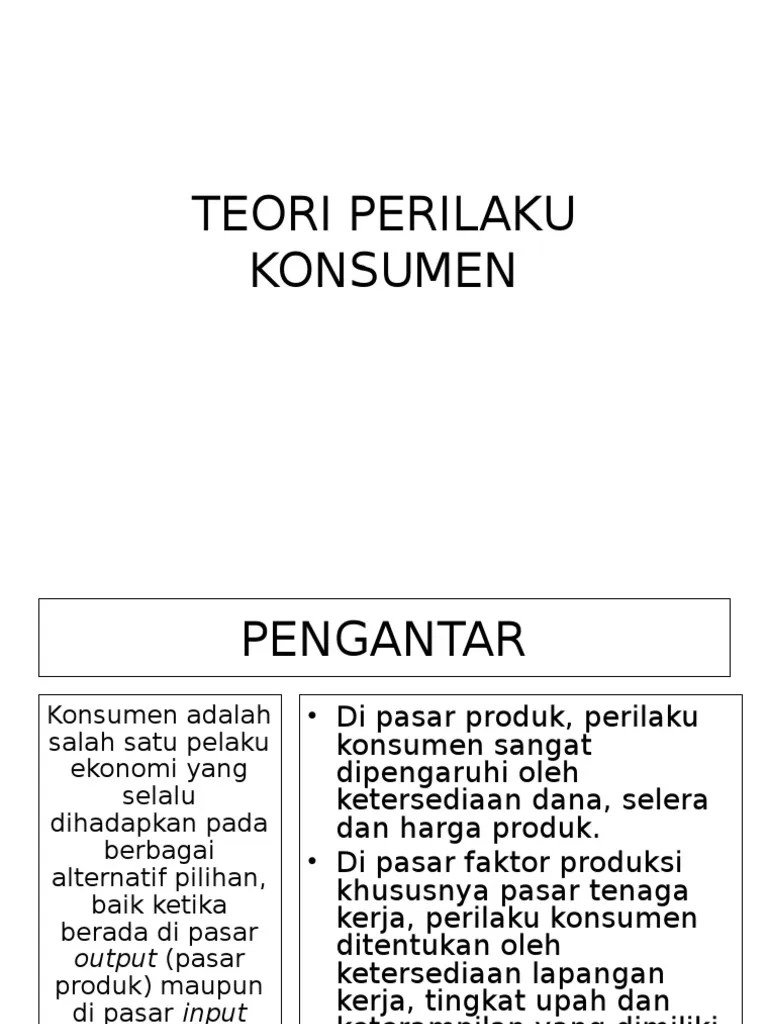 Kuliah 2 Teori Perilaku Konsumen (Pendekatan Kardinal) | PDF