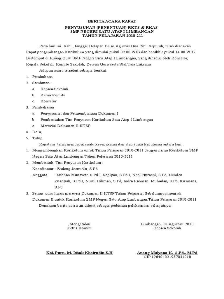 Format Berita Acara Rapat Sekolah | Akurat - Faktual - Elegan Moltoday.com