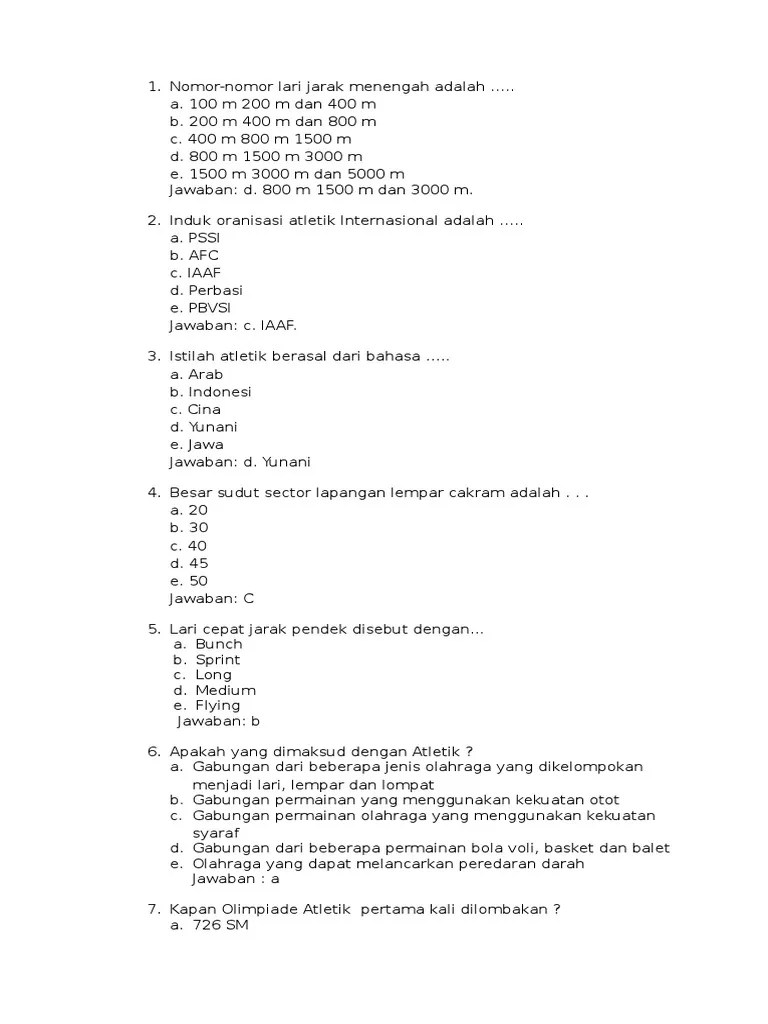 Contoh Soal Atleteik | PDF