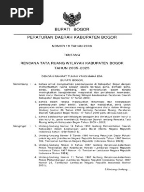 RTRW - Perda Kabupaten Bogor Nomor 19 Tahun 2008 Tentang RTRW Kabupaten  Bogor | PDF