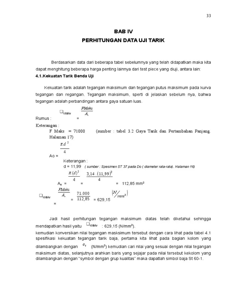 Bab 4 Pengujian Data Uji Tarik | PDF